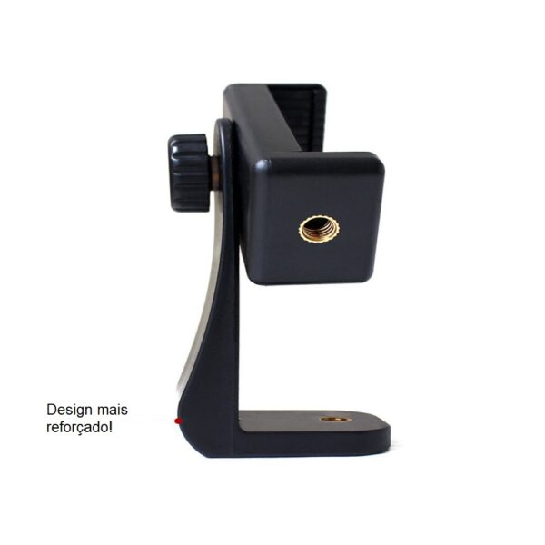 Suporte Garra Celular Giratório Gira na Vertical e Horizontal p/ Tripé Adaptador Mola - Imagem 3