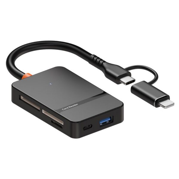 Leitor de Cartões 8 em 1 Micro SD (TF), SD (Grande), Compact Flash (CF) MS Cabo USB-C e A 3.0