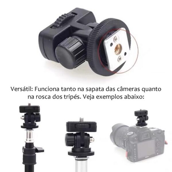 Mini Cabeça Articulada Suporte P/ Led, Celular, Microfone, Câmera de Ação, Monitor - Imagem 6