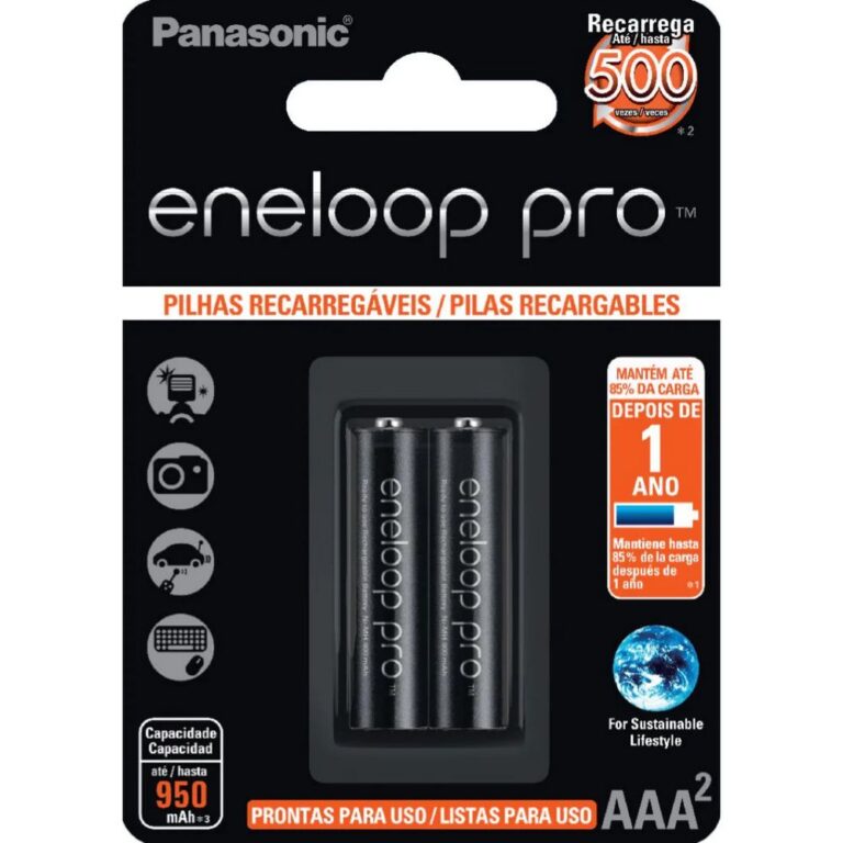 Pilha Recarregável Panasonic Eneloop Pro AAA 950 mAh Cartela C/2 Pilhas