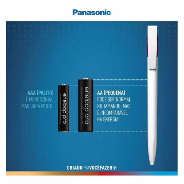 Pilha Recarregável Panasonic Eneloop Pro AAA 950 mAh Cartela C/2 Pilhas - Imagem 2