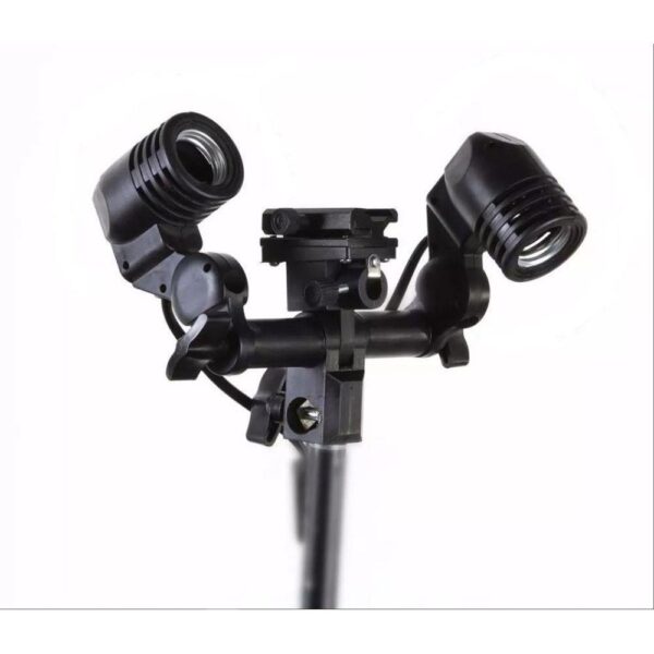 Suporte Bocal Soquete de Luz Fotográfico Duplo p/ 2 lâmpadas Tripé Iluminação - Imagem 2