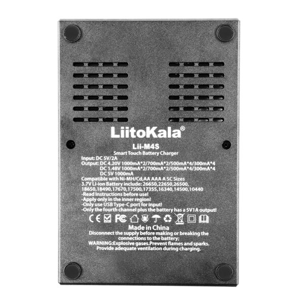 Carregador de Pilhas P/4 AA, AAA e Li-ion Liitokala Lii-M4S Inteligente Visor LCD Entrada USB - Imagem 6