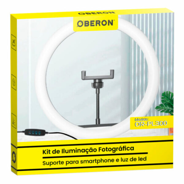 Iluminador Ring Light 12" 30cm Oberon OR-PL300 + Ball Head + Suporte Celular - Imagem 8