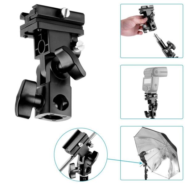 Suporte Articulado P/ Flash Em Tripés Sombrinha Softbox Plástico Adaptador - Imagem 2