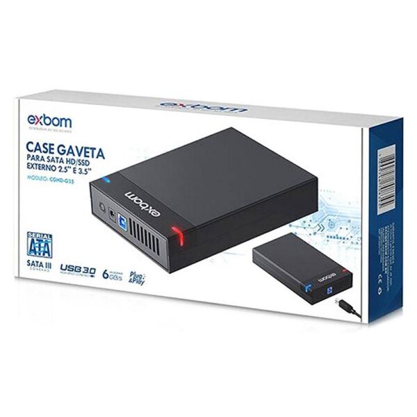 Case Gaveta P/ Montar HD Externo 3.5" Grande (de PC) Sata III USB 3.0 6 Gbps Exbom - Imagem 3