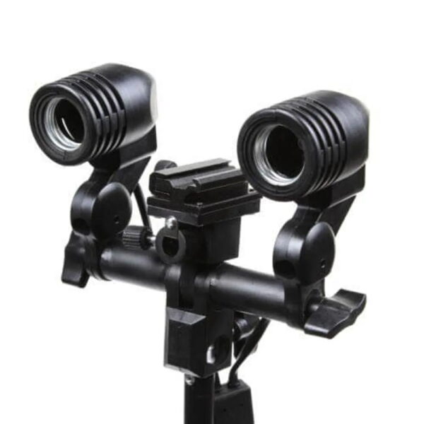 Suporte Bocal Soquete de Luz Fotográfico Duplo p/ 2 lâmpadas Tripé Iluminação - Imagem 6