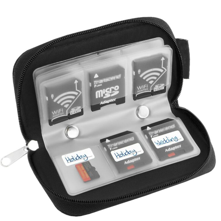 Porta Cartão Cartões de Memória Case 22 em 1 (18 SD + 4CF) em Nylon Zíper Preto