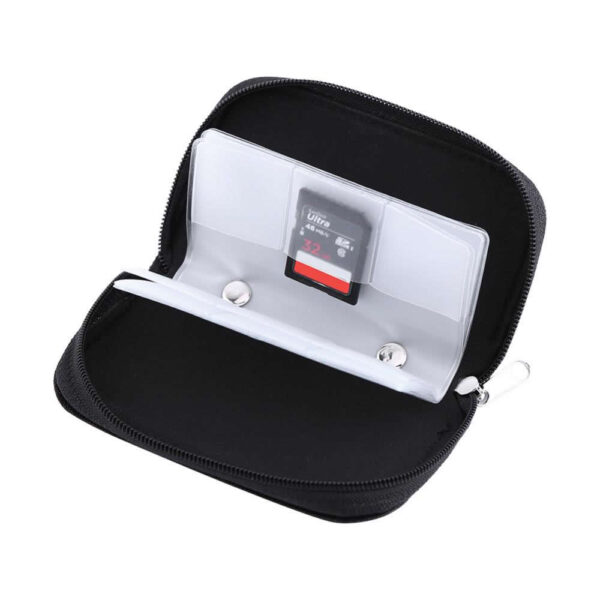 Porta Cartão Cartões de Memória Case 22 em 1 (18 SD + 4CF) em Nylon Zíper Preto - Imagem 2