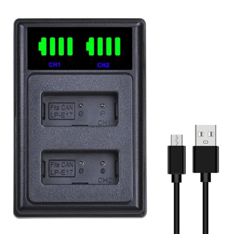 Carregador Bateria Canon LP-E17 LPE17 Duplo Indicativo Leds Entrada USB
