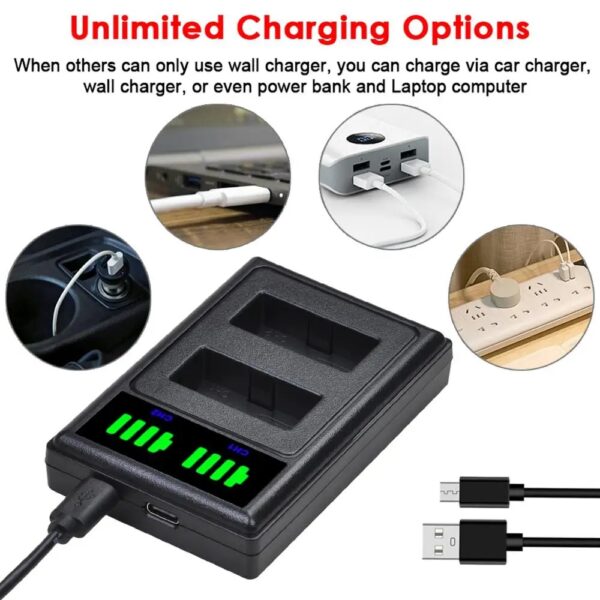 Carregador Bateria Canon LP-E17 LPE17 Duplo Indicativo Leds Entrada USB - Imagem 3