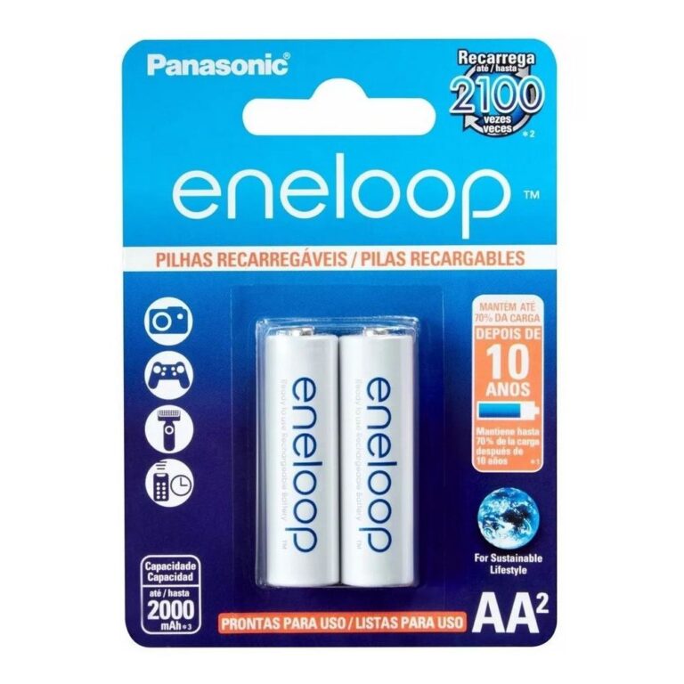 Pilha Recarregável Panasonic Eneloop AA 2000mAh Cartela C/2 Pilhas