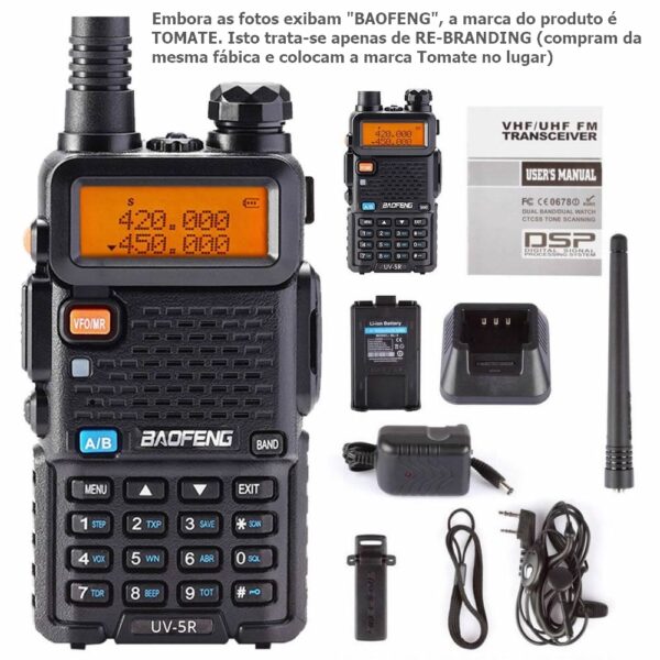 Rádio Comunicador Tomate MRA-001T Walkie Talkie UHF VHF e FM C/ Visor LCD - Imagem 3