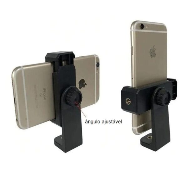 Suporte Garra Celular Giratório Gira na Vertical e Horizontal p/ Tripé Adaptador Mola - Imagem 2