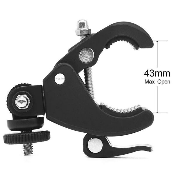 Garra Suporte Adaptador Prendedor Abraçadeira Rosca 1/4 P/ Tripés Guidão Bike Moto - Imagem 4