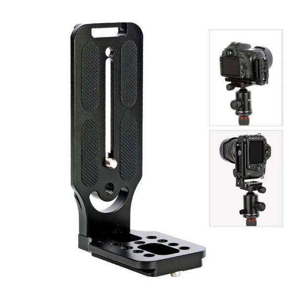 Plate ou Sapata em L Suporte P/ Câmera Fotográfica na Vertical no Tripé Bracket - Imagem 2