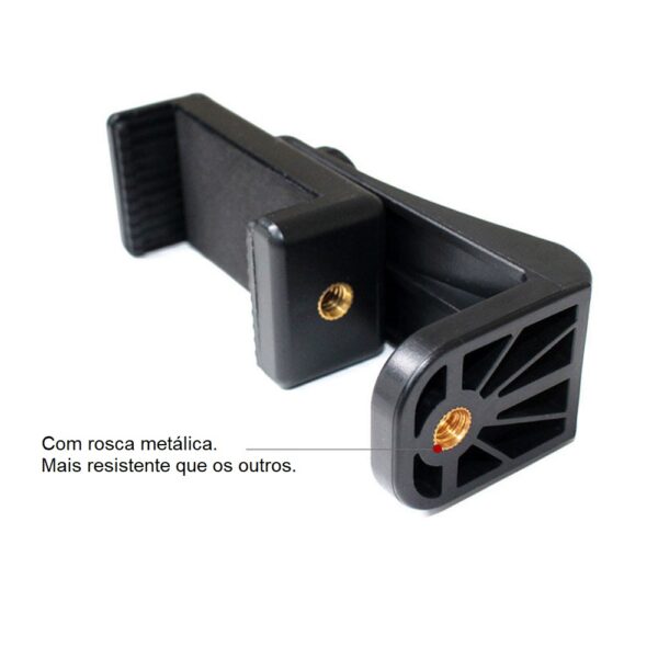 Suporte Garra Celular Giratório Gira na Vertical e Horizontal p/ Tripé Adaptador Mola - Imagem 6