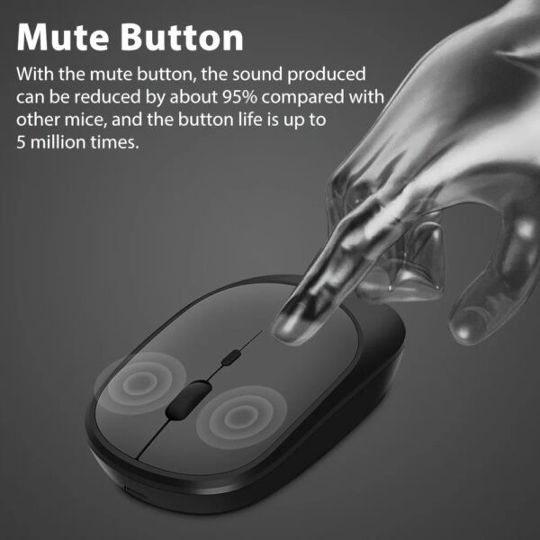 Mouse Sem Fio Recarregável Bluetooth + 2.4G USB Silencioso Preto Wireless - Imagem 6