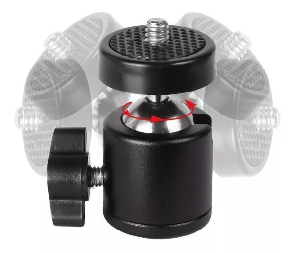 Mini Ball Head Suporte Cabeça Tripé, Monopé, Ring Light, Celular, Led, Flash Etc Até 2KG - Imagem 2