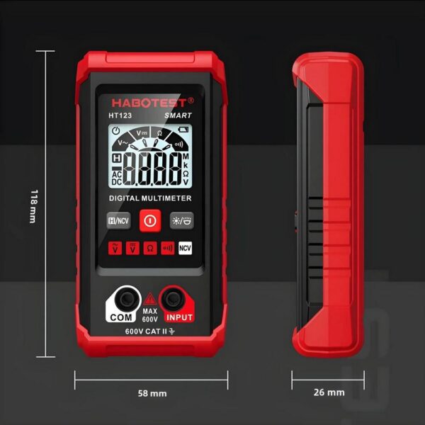 Multímetro Digital Inteligente Habotest HT123 AC DC NCV OHM Automático - Imagem 6