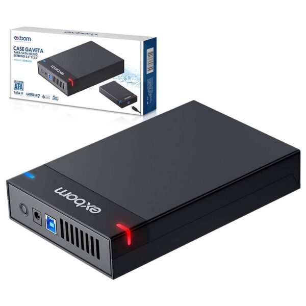 Case Gaveta P/ Montar HD Externo 3.5" Grande (de PC) Sata III USB 3.0 6 Gbps Exbom - Imagem 2
