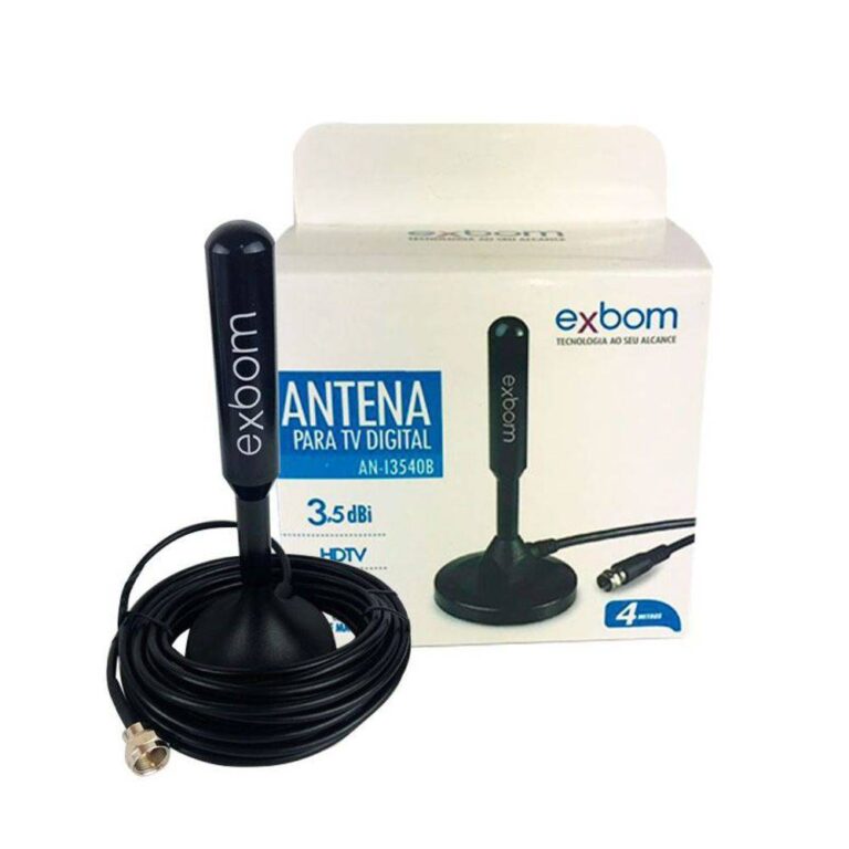Antena Digital Amplificada HDTV UHF VHF Interna e Externa 3.5dBI 4 metros AN-I3540B