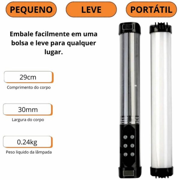 Barra Bastão de Led 30cm Cores Colorido RGB Tomate MLG-118RGB Light Fotografia Vídeo Estúdio Criativo - Imagem 7