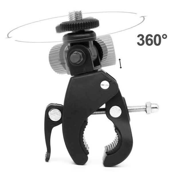 Garra Suporte Adaptador Prendedor Abraçadeira Rosca 1/4 P/ Tripés Guidão Bike Moto - Imagem 5
