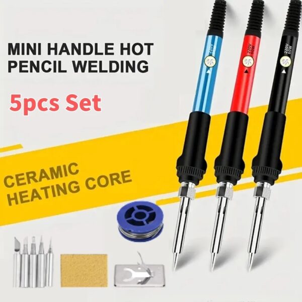 Kit Ferro Solda 60W 220V + Esponja Limpeza + Suporte + 5 Pontas - Imagem 2