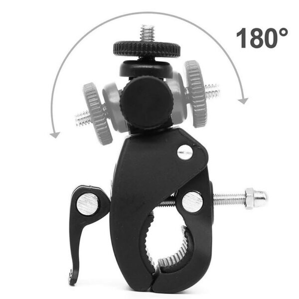 Garra Suporte Adaptador Prendedor Abraçadeira Rosca 1/4 P/ Tripés Guidão Bike Moto - Imagem 3