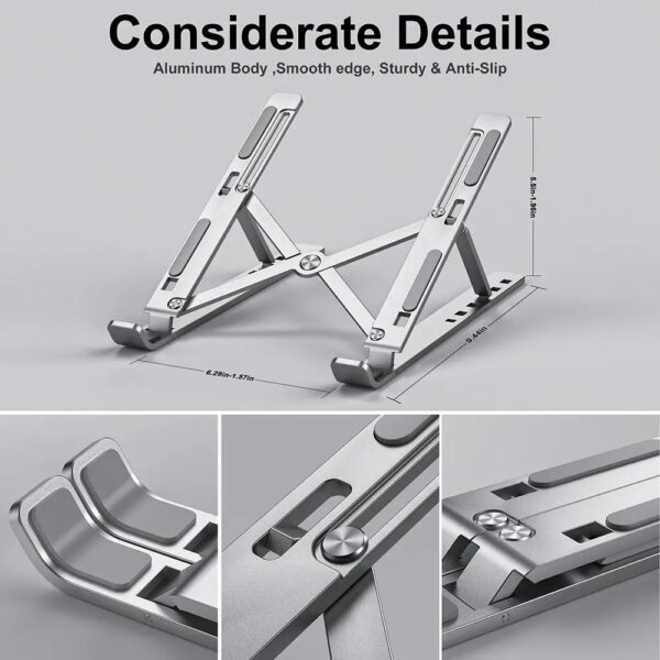 Suporte para Notebook Laptop em Pé Mesa Metal Alumínio Metálico - Imagem 2