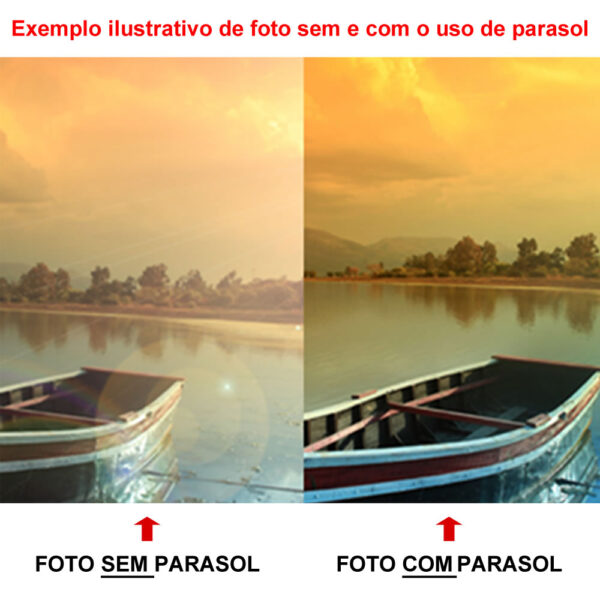 Parasol Circular Lentes Câmeras Fotográficas de Rosquear ou Rosca Universal Para-sol Metálico - Imagem 7