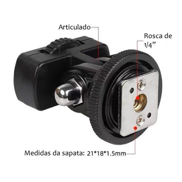 Mini Cabeça Articulada Suporte P/ Led, Celular, Microfone, Câmera de Ação, Monitor - Imagem 2