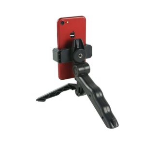Kit Mini Tripé P/ Celular + Suporte Clipe Mola Gira Vertical Horizontal Completo