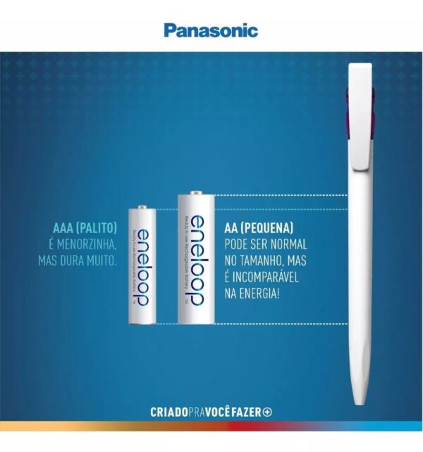 Pilha Recarregável Panasonic Eneloop AAA 800mAh Cartela C/2 Pilhas - Imagem 2