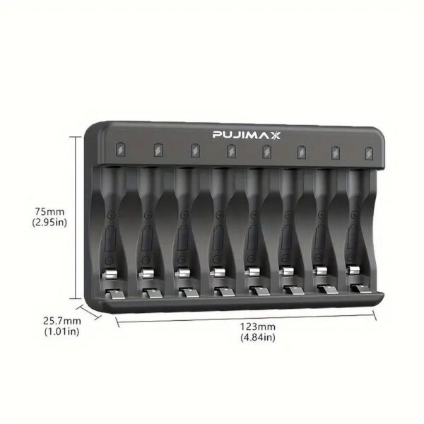 Carregador de Pilhas P/8 AA e AAA Pujimax PJ-N805Z Indicador em LED Entrada USB-C - Imagem 7