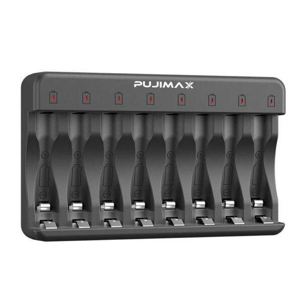 Carregador de Pilhas P/8 AA e AAA Pujimax PJ-N805Z Indicador em LED Entrada USB-C